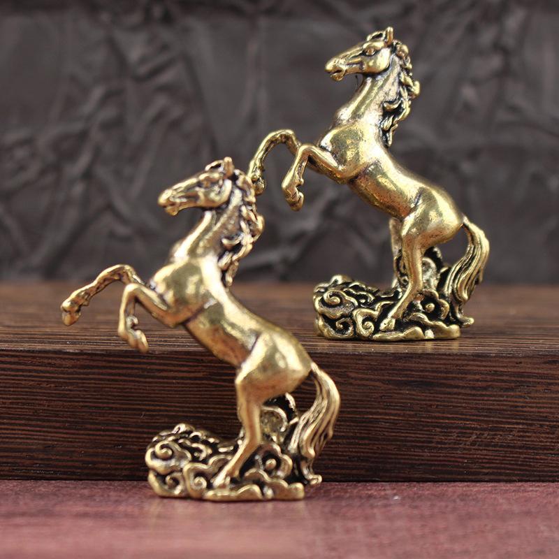 Bronze Horse Desktop Decoration Living Room Tea Table Sculpture Metal Craft Home Decorations Chinese Zodiac Horse Statue