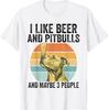 I Like Beer and Pitbulls and Maybe 3 People Retro Sunset T-Shirt