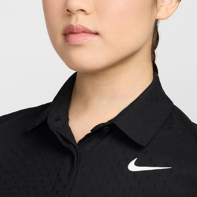Nike Polo Shirts Women's Black Polo Collar Moderate Straight Fit FD5496-010