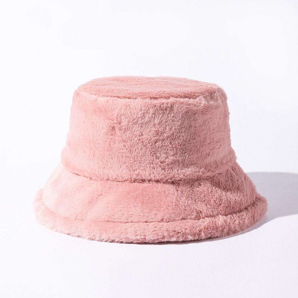 Korean Style Women's Plush Hat Windproof Warm Fisherman Hat Personality Wool Bucket Hat  Winter