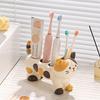 Three-flower Cat Electric Toothbrush Rack Rack Couple Toothpaste Placed Washstand Base Bracket Ceramic Holder Bathroom Supplies