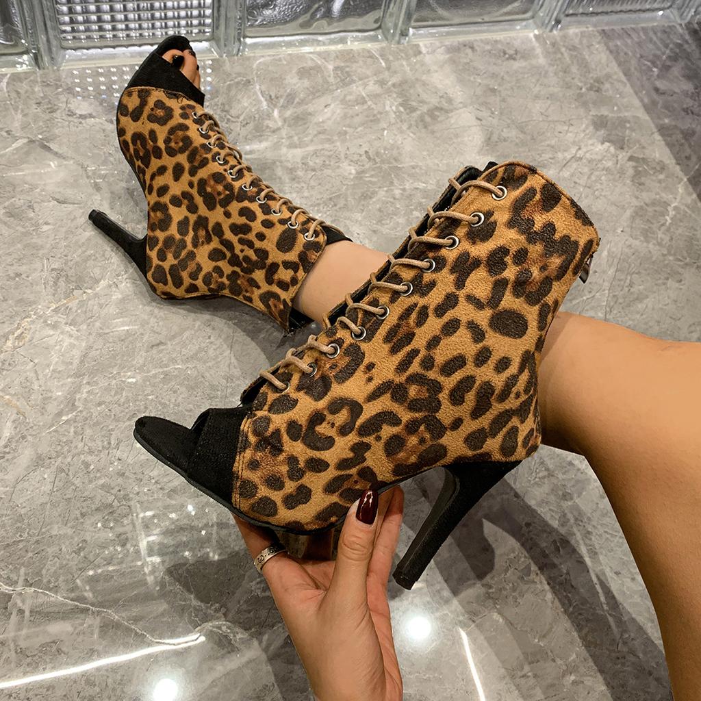 Fashion Summer New Stiletto Sandals Women Fashion Round Head Suede Front Lacing Back Zipper Anti-slip Wear-resistant High Heels