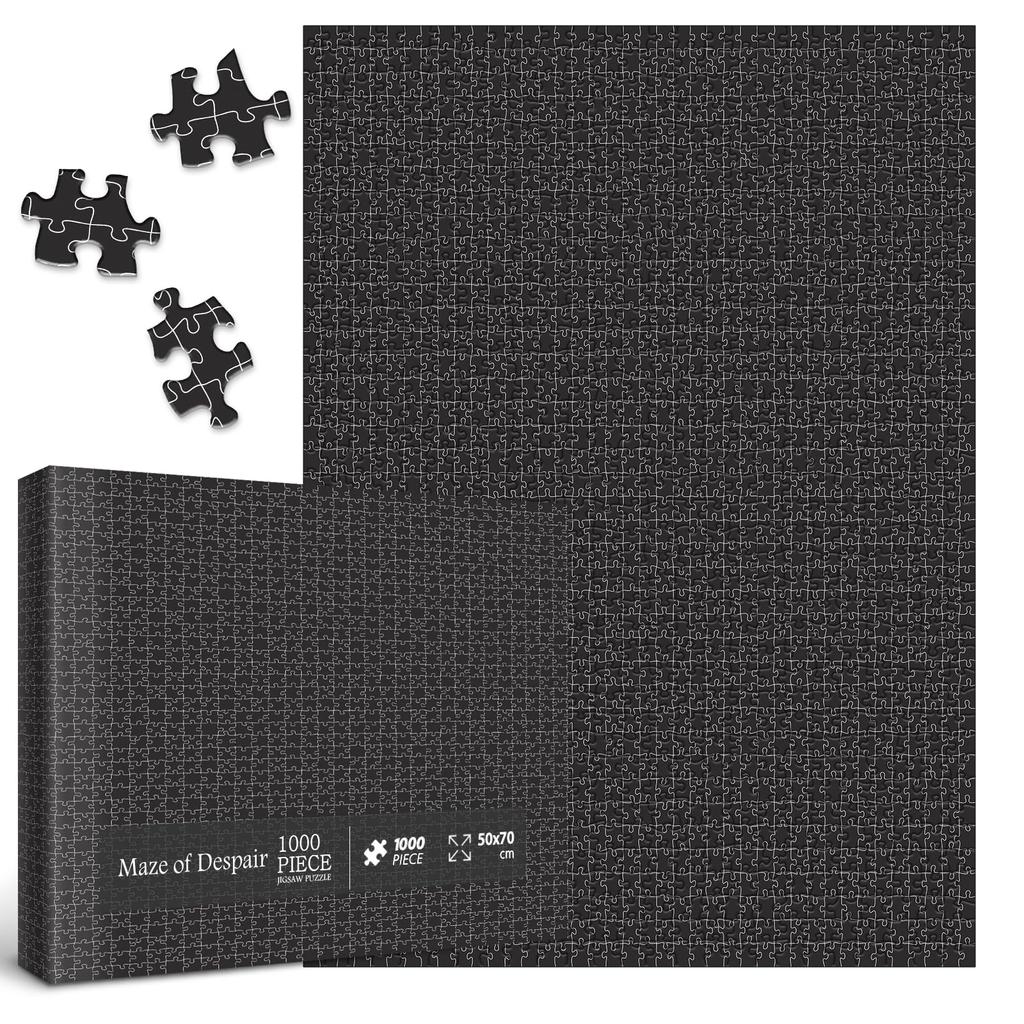 Impossible Mystic Maze Puzzle for Adults, 1000 Piece Difficult Black and White Jigsaw Puzzle, Hard Challenging Crazy Line Puzzle