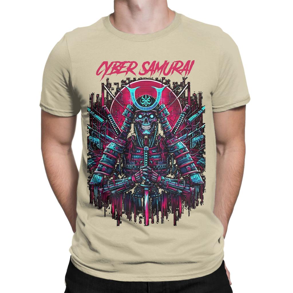 Cyber Samurai Punk Synthwave Novelty 100 Cotton TShirt Cyber Samurai Punk Tops Tees For Unisex