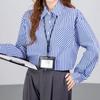 Navava Women Casual Office Stripe Loose Fit Long Sleeve Shirt Nb3067