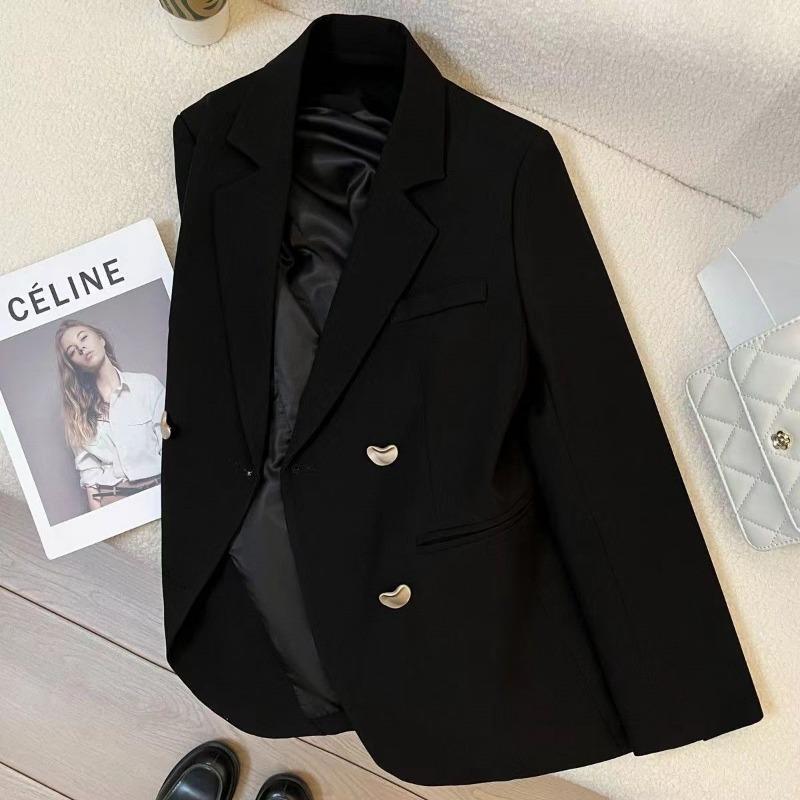 Women S Loose Fit Casual Brown Blazer For Spring Autumn Slimming Elegant Small Size