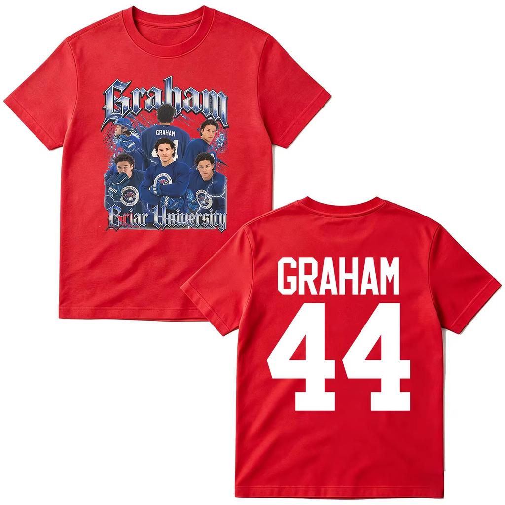 2026 Off Campus Graham 44 T-shirts Briar University Hockey T-shirt Men Women Clothing Fashion Cotton Oversized T-shirts