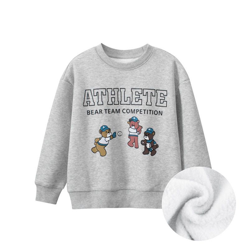 Children's Brand Export Clothing, Children's Fleece-Lined Sports Sweatshirt with Cartoon Bear, New Autumn and Winter Style for Boys and Girls Students