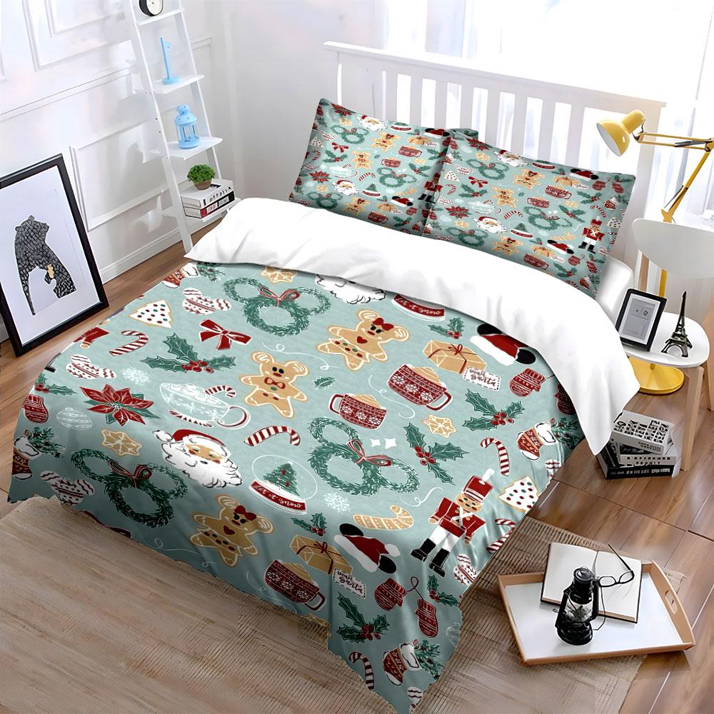 Gingerbread Figures, Holly Wreaths. Bedding Sets Duvet Cover Sets Duvet Covers Pillowcases(1 * Duvet Cover 2 * Pillowcases Without Duvet Insert)