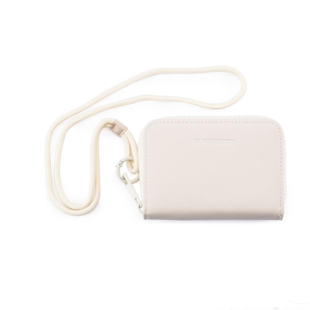 

Men Women Short Wallet Solid Color Student Purse Portable Neck Wallet Card Holder Style 1