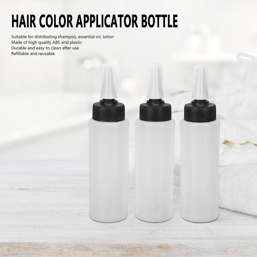 3pcs Hair Color Shampoo Applicator Bottle Refillable Hair Salon Squeeze Bottle with Cover