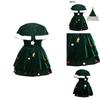 Gorgeous Women Christmas Tree Cosplay Costume Plus Size Xmas Dress Cloak Hat Party