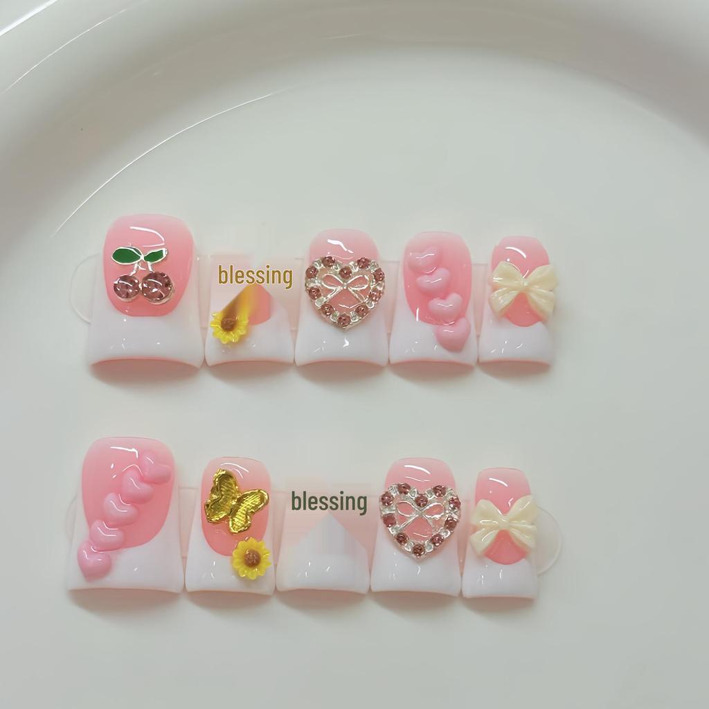 Heart-Fluttering Pink European & American Short Duckbill Nail Art