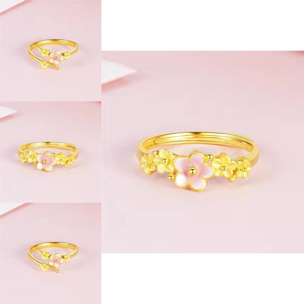 Trendy Adjustable Copper Gold Plated Ring In Flower Design For Stylish Women Accessories