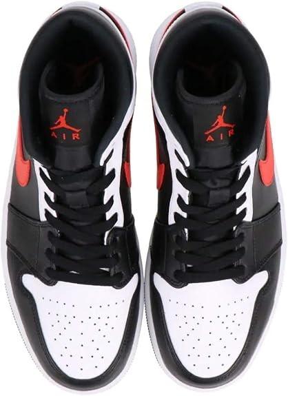 554724-075 Nike Air Jordan 1 Mid Black Chile Red White (Men's)