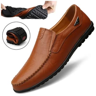 Herren Echte Schuhe Leder Herren Freizeitschuhe Marke 2024 Herren Atmungsaktiv Slipper Schwarz Fahrschuhe Übergröße 37-46