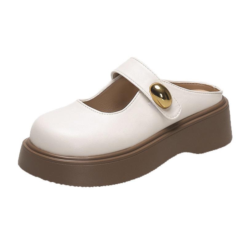 Niche one-pedal Mary Jane bag head dragging girl 2025 new new model, fashionable outer wear, small height-increasing thick-soled slippers