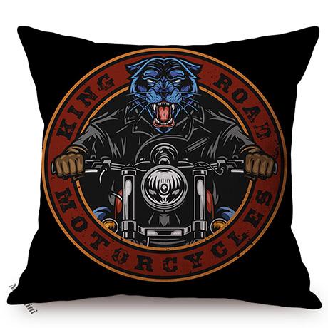Vintage Motorcycle Club New York Motor Race Funky Throw Pillow Case Black Letter Print Live Fast Die Young Sofa Cushion Cover