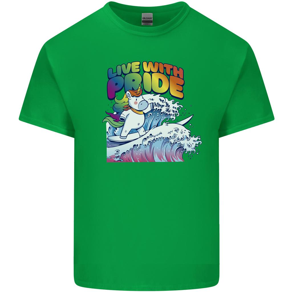 LGBT Live With Pride Unicorn Gay Pride Awareness Unisexs Light Cotton TShirt
