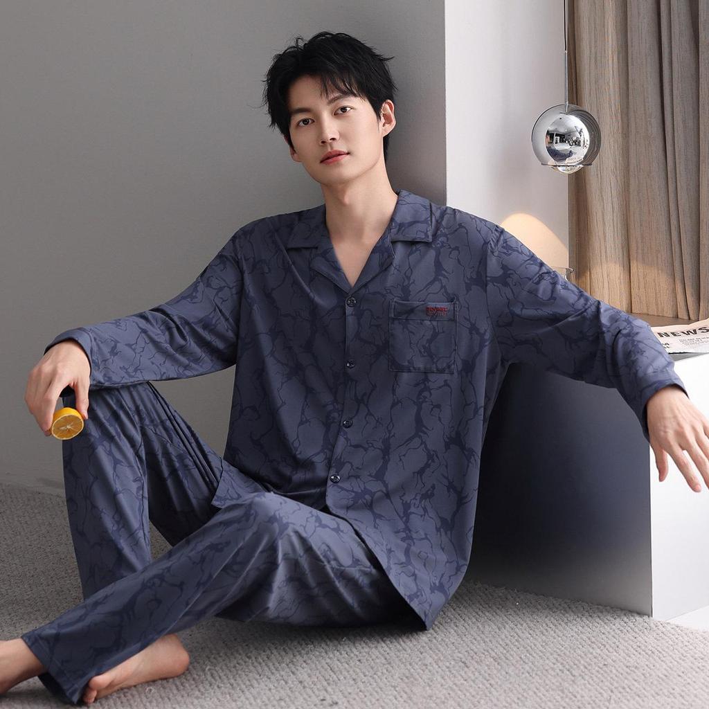 Men's Autumn Cardigan Pajama Set - Long Sleeve & Pants, Comfortable Modal Sleepwear, Casual Sporty Style