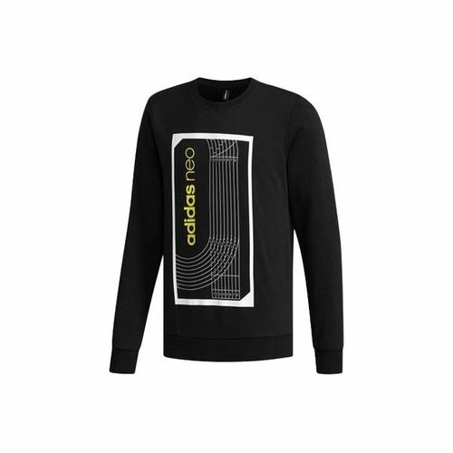adidas Striped Crewneck Pullover Sweatshirt for Men, Black M чёрный