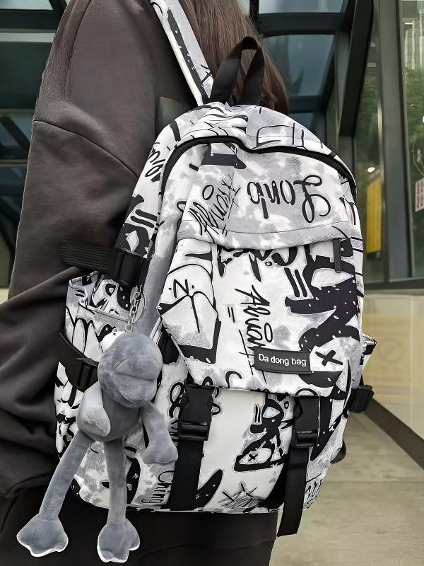 Trendy Graffiti Large Capacity Backpack for Students - Versatile Shoulder Bag for Men & Women