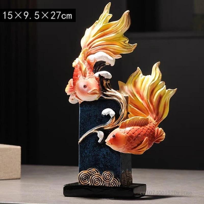 Creative Resin Fish Sculpture Decor, Luxury Home, Living Room, Office, Dining Room, Blessing Decoration, Abstract Wealth, 1Pc