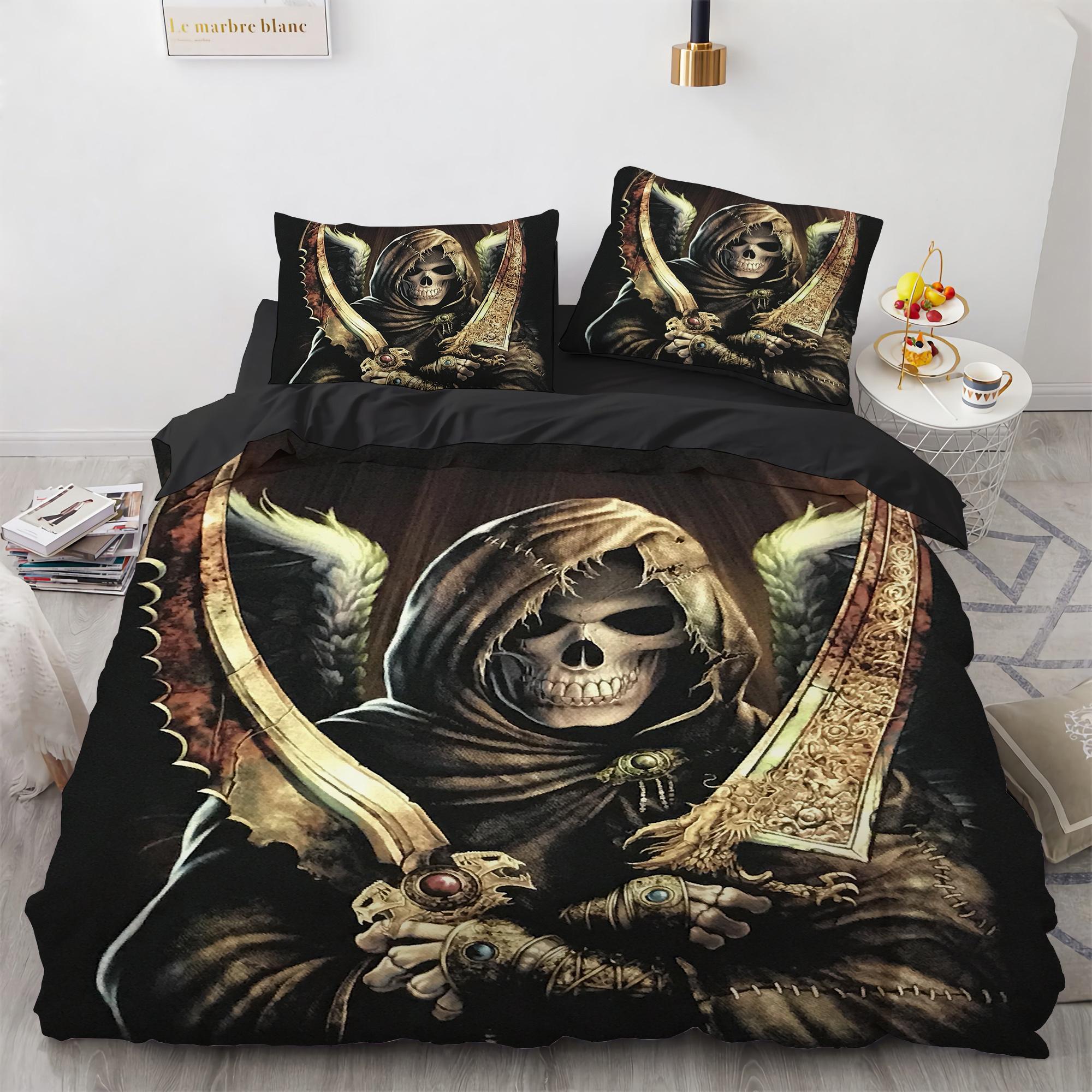 

Distressed Bedding Set Single Twin Full Queen King Size Bed Set Aldult Kid Bedroom Duvetcover Sets Skeleton Bed Sheet Set 135x200cm