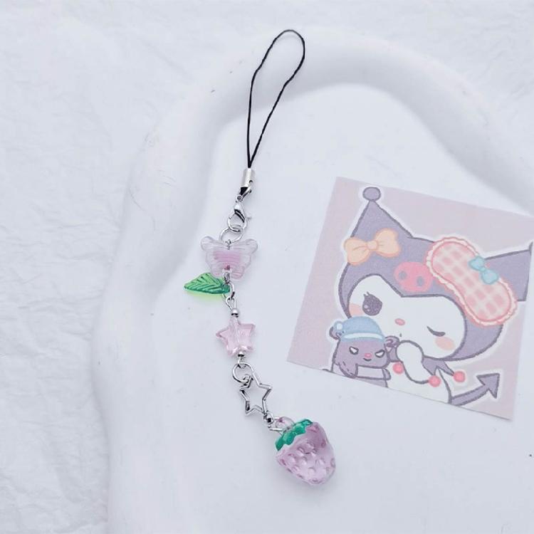 Y2K Phone Chain Cool Girl Sweet Pendant Strap with Star/Bowknot/Butterfly Charm