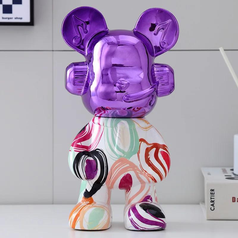 Colorful Fashion Bear Piggy Bank Animal Statue Modern Living Room Home Decoration Gift