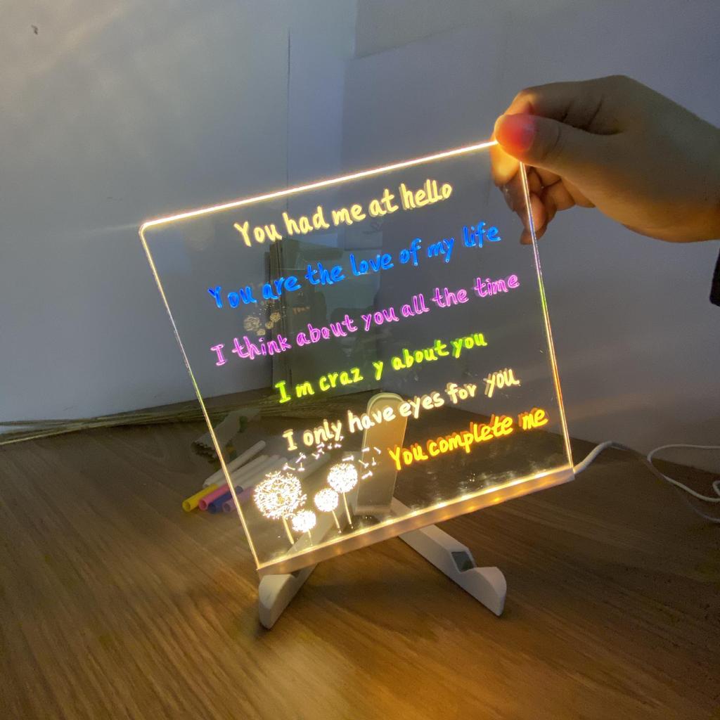 Cross-Border LED Acrylic Night Light - Transparent Desktop DIY Handwriting Message Light
