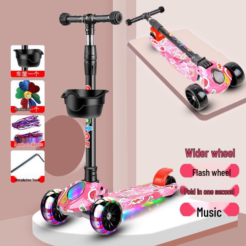 

Adjustable Height Folding Scooter for Kids Ages 2-8, Boys & Girls