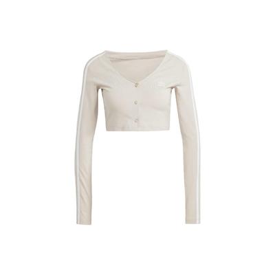 Originals Adicolor Classics 3-Stripes Button Long Sleeve Tee Women Tops Beige II0708
