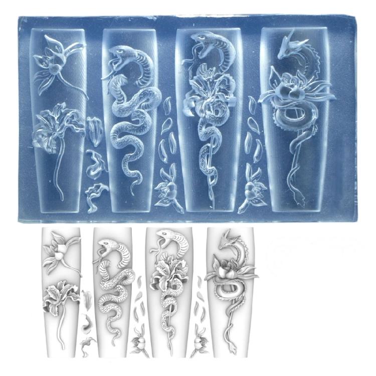 Beautiful 3D Floral Nail Art Silicone Mold Elegant Carving Flower Nail Art Accessory Mold for DIY Resin Designs