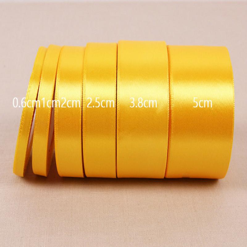 25Yards Gold Yellow Silk Satin Ribbon 6/10/15/25/40/50mm Party Home Wedding Decoration Gift Wrapping Christmas DIY Material