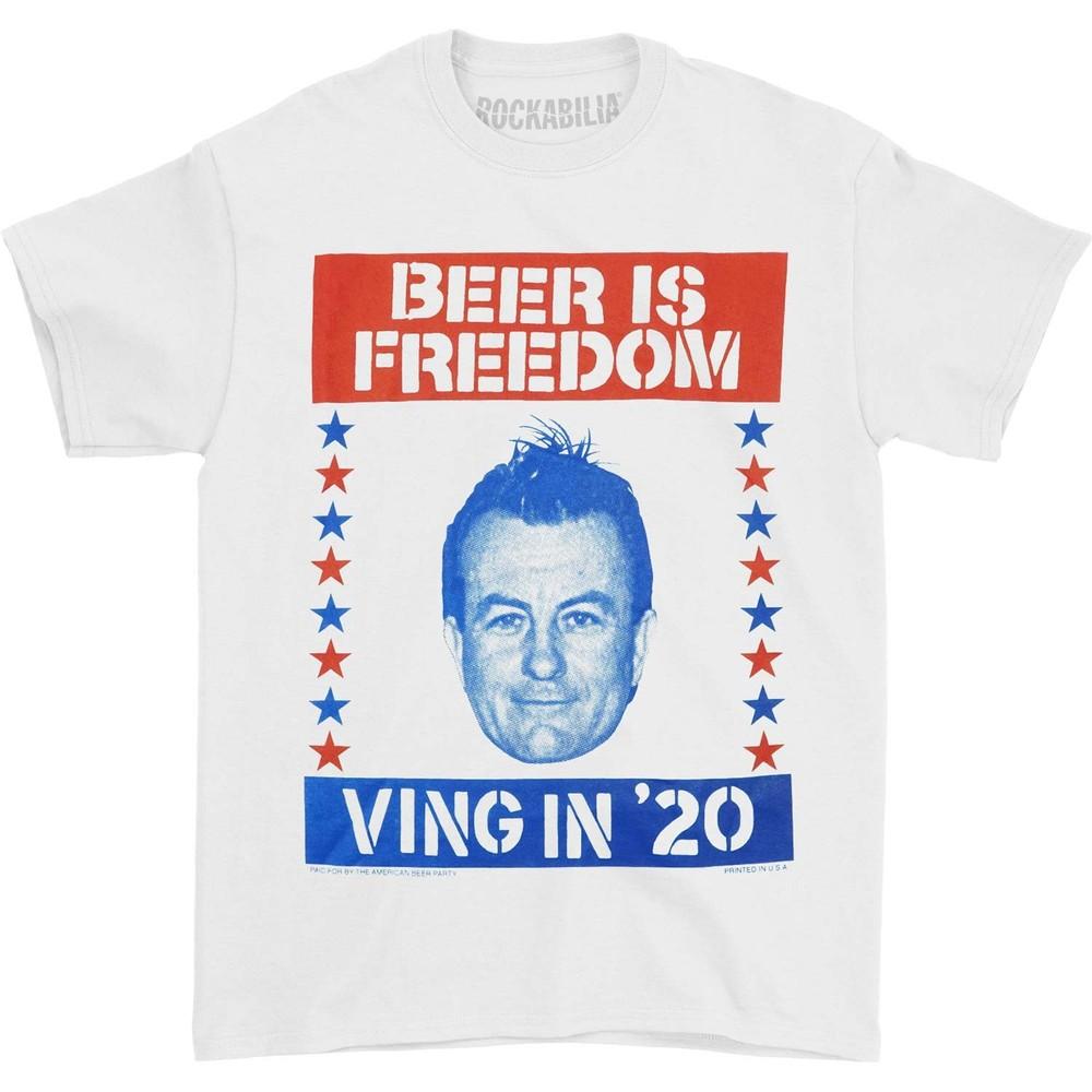 Fear Lee Ving  Beer Is Freedom  Campaign T-shirt XX-Large White Unisex T-Shirt XL