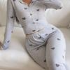 Spring Autumn Pajamas Set for Women Homewear Long Sleeves Shirt Trousers 2 Pieces Sexy Lace Pijamas Sleepwear Loungewear