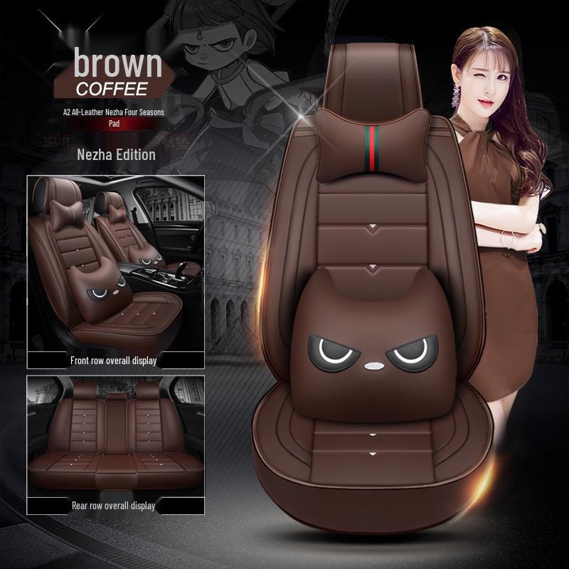 A2 Cartoon Full Leather Car Seat Cushion - New Devil Design