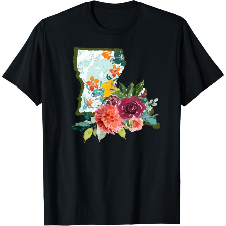 

Louisiana Watercolor Flower T-Shirt XXXXXL чёрный