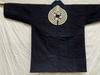 [USED] Antique Indigo Happi Coat, Subtle Back Oshima Crest, Pre-war Japanese Style, Hand-Sewn Cotton Haori, Rare Aizome Fabric, Authentic Japan Decor