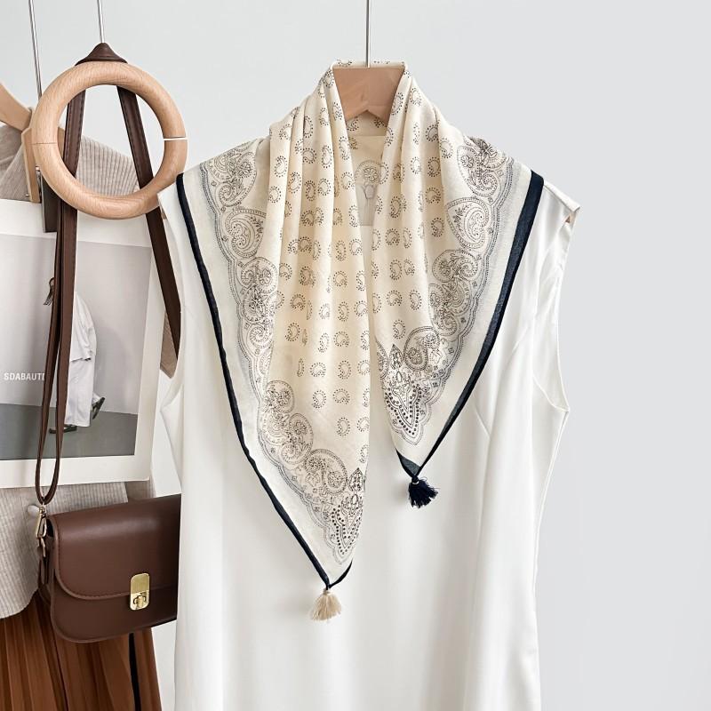 Vintage Korean Style Tassel Versatile Fashion Women Square Neck Scarf