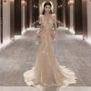 "2024 Celebrity Style Sequin Halter Neck Fishtail Evening Dress"