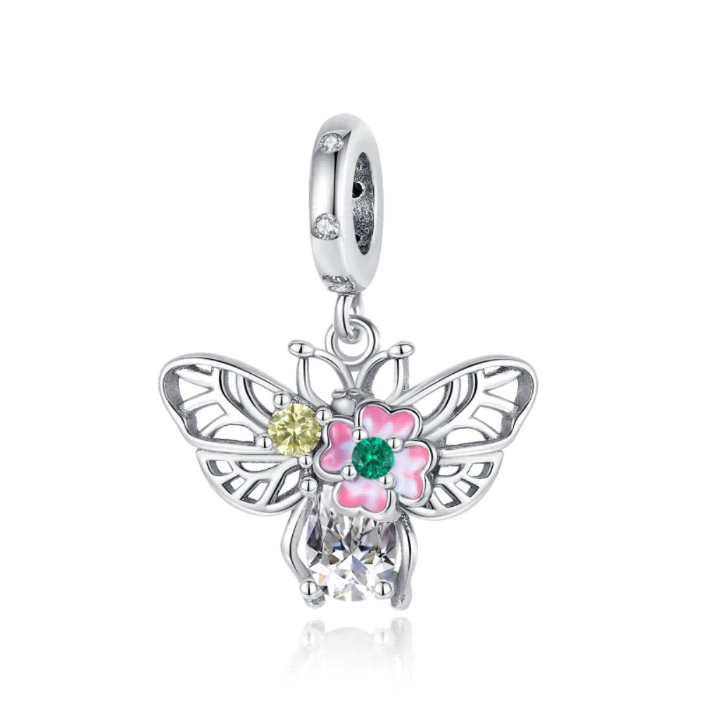 Copper Flower And Colorful Butterfly Beads Charms Fit Original Bracelet For Women Fine Jewelry Making