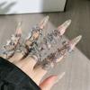 Light luxury Internet celebrity mix and match personalized flower bow fashion ring women full of diamonds flower language niche cold wind ring tide