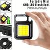 1PC Mini Magnetic COB Keychain Rechargeable Flashlight Portable Folding Work Lamp For Indoor Outdoor Sports And Camping Lighting