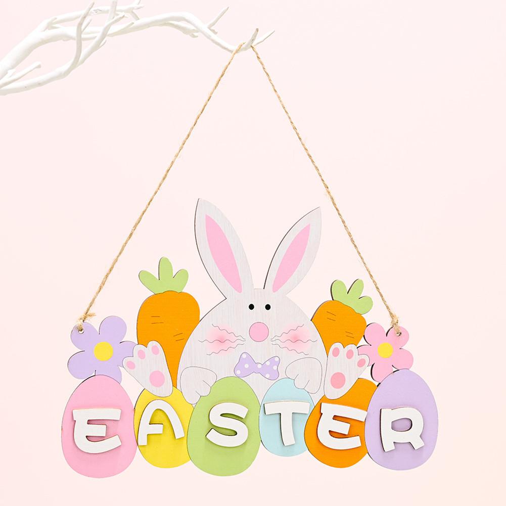 

Colorful Wooden Easter Pendant Easter Carrot Element Letter Card Decoration For Indoor Outdoor Parties Exquisite Gifts EASTER
