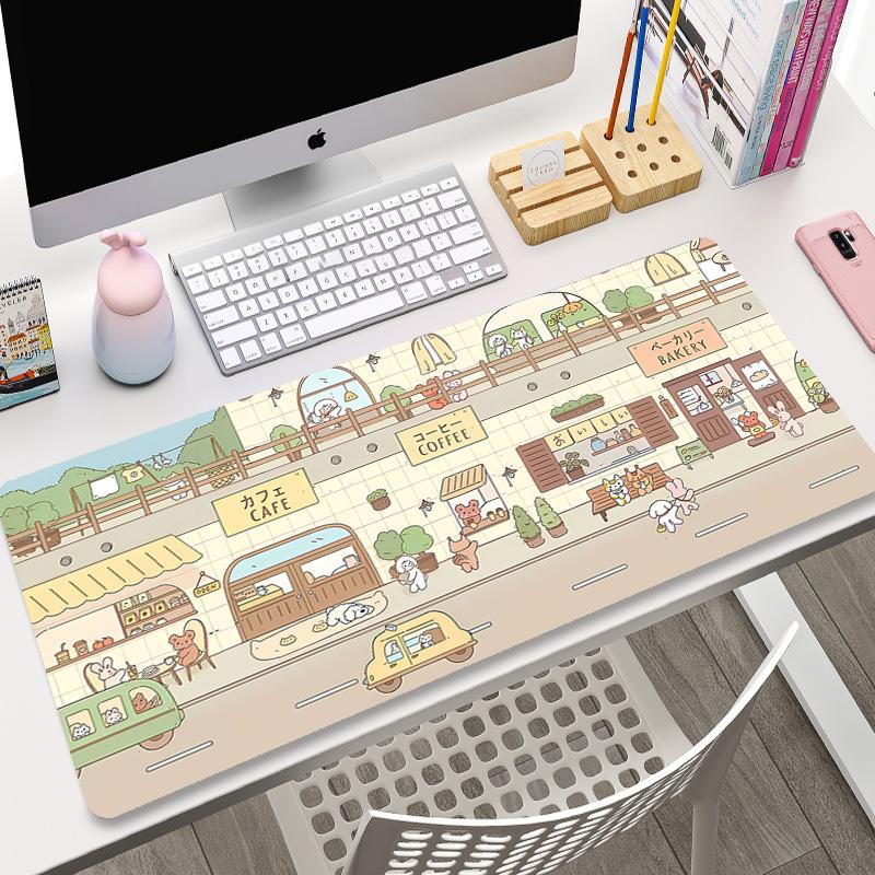 Kawaii Mousepad XXL Custom Home Computer Keyboard Desk Pad Green Plant Desk Mats Laptop Anti-slip Table Mat Cute Bunny Mouse Pad