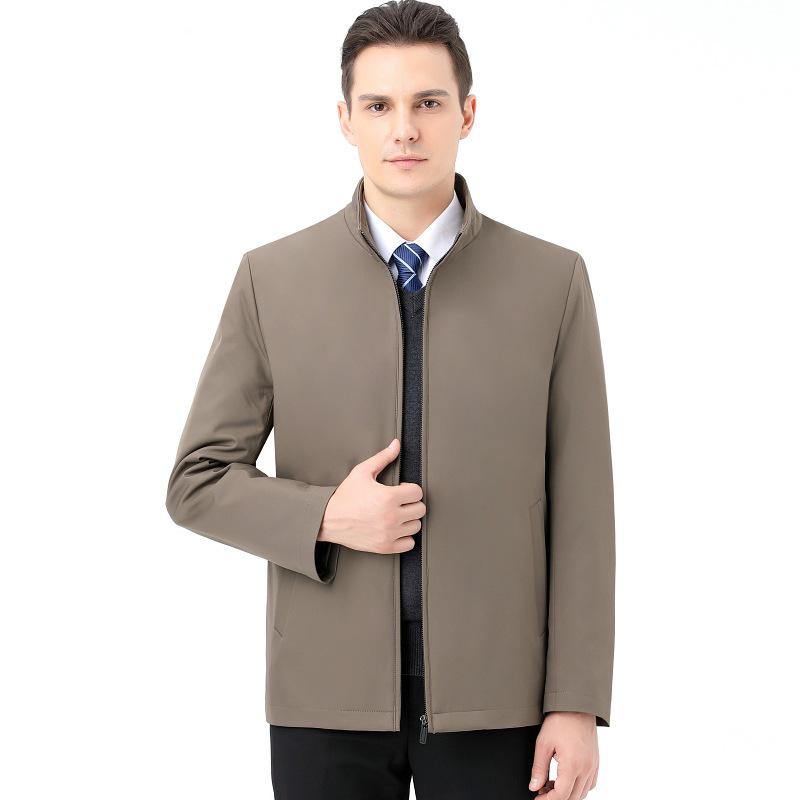 2025 Men's Stand-Collar Cotton Jacket: Thickened, Detachable Liner, Autumn/Winter Padded Outerwear for Middle-aged & Elderly