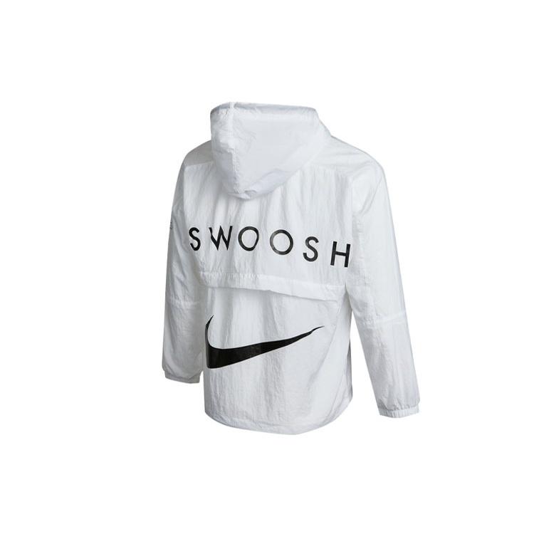 Nike Men's Swoosh Logo Printed Wind Proof Jacket White DJ8038-100