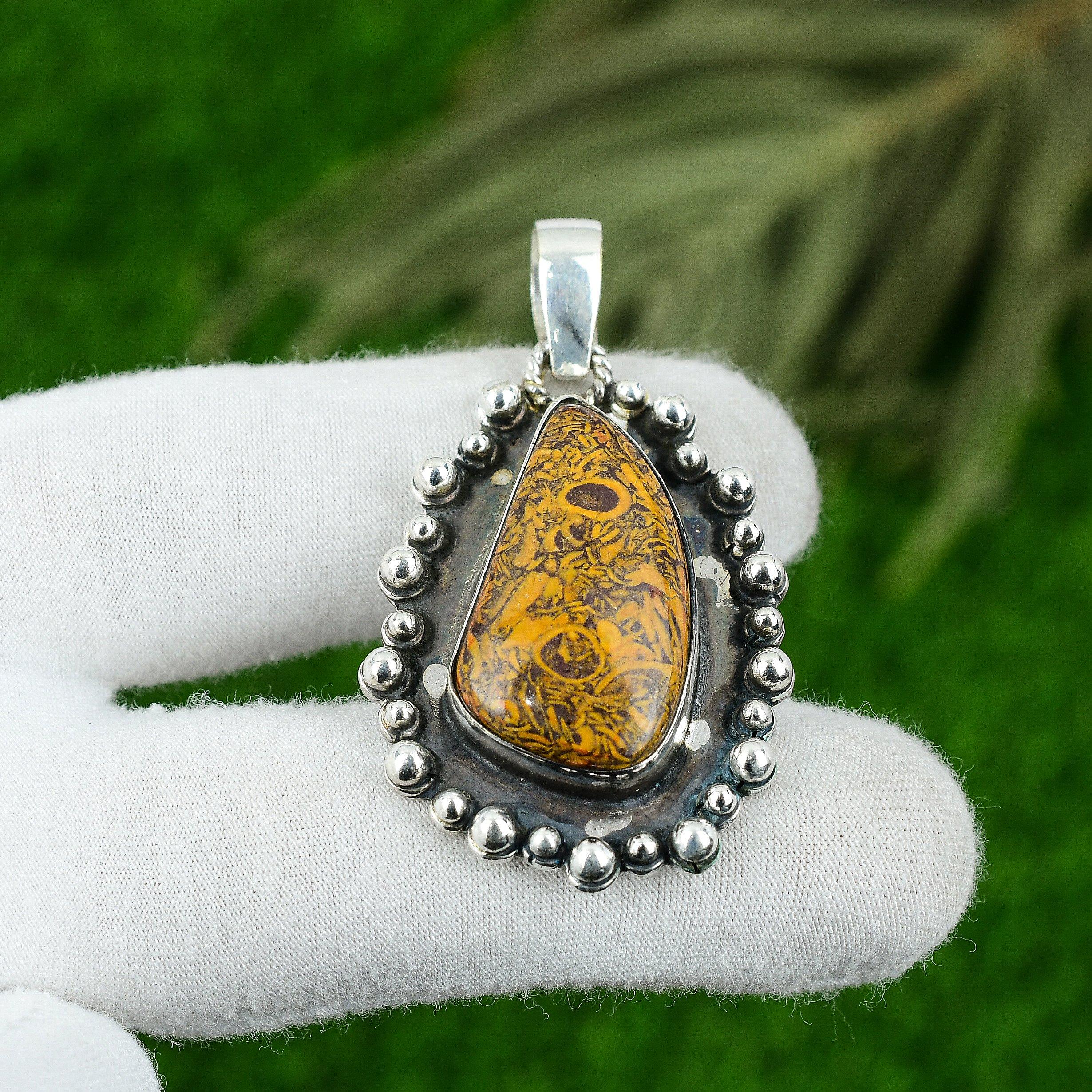 

Mariam Jasper Stone 925 Silver Daughter Trendy Handmade Bezel Elegant Pendant